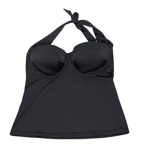 Victoria Secret Black Padded Underwire Halter Swim Tankini Top Women's Sz 34D - Picture 1 of 10